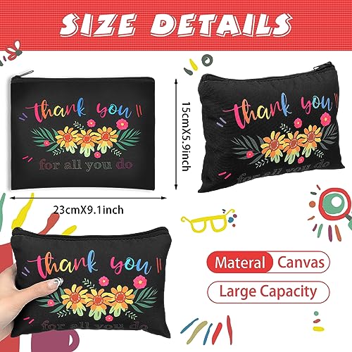 Hillban 32 Pcs Teacher Appreciation Gifts Bulk Colorful Appreciation Makeup Bag Funny Pencil Pouch for Women Thank You Gifts for Teacher Birthday Retirement(Lovely)