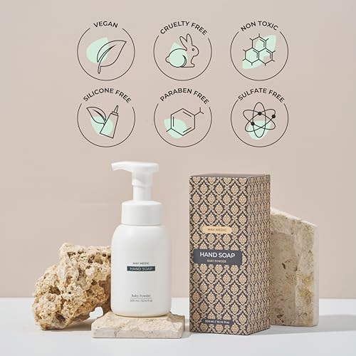 Baby Powder Double Scented Foaming Hand Soap, Moisturizing Foam with Fig and Pomegranate Extract, Vegan Wash for Bathroom and Kitchen, 10.14 fl oz (No Box)