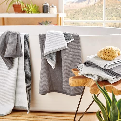 Wellbe 6-Piece Washcloth Set, Quick Dry, Absorbent, Soft, 13¡± x 13¡±, Grey