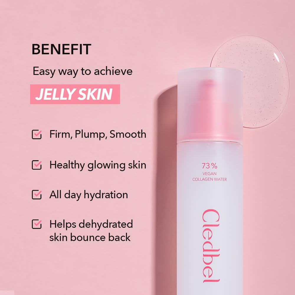 Cledbel Collagen Booster Serum, 150ml/ 5.07fl. Oz, Firming, Plumping & Hydrating Serum, 73% Vegan Collagen Water, Vegan Elastin, Hyaluronic Acid, for All Skin, Korean Skincare, Paraben-Free