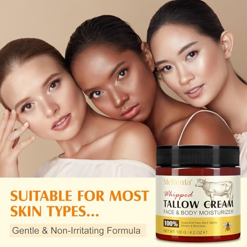 Beef Tallow for Skin, Tallow and Honey Cream Natural Tallow Face Moisturizer,Hydrating Beef Tallow Balm Deeply Moisturizing for Face & Body Skin Care