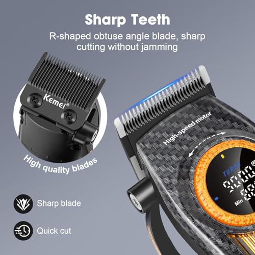 KEMEI Professional Hair Clippers for Men, Clippers for Hair Cutting, Barber Clippers, Cordless Rechargeable Hair Clipper, Haircut Clippers, Hair Cutting Tools, LED Display, Gifts for Men