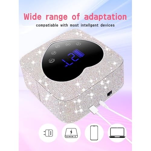 Hongfa Cordless Gel Nail Lamp, Rechargeable UV LED Nail Dryer for Gel Polish with LCD Display, Auto Sensor and 5 Timer Settings Professional Gel Curing Light for All Gel Nail Polish, Manicure Tools