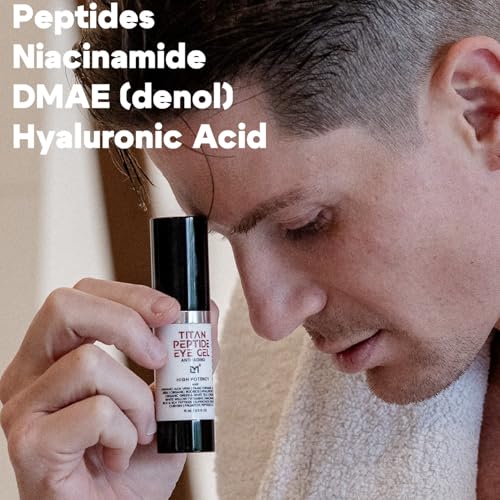 Titan Peptide Cooling Eye Serum ? Mens Eye Cream ? Anti-Aging Bags & Dark Circle ? Appearance of Under Eye Bags Treatment for Men, Puffy Eyes Treatment Men ?Peptides, HA, DMAE, MSM ?Unscented