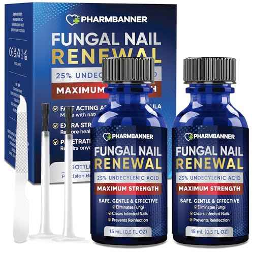 Toenail Fungus Treatment Extra Strength: 25% Undecylenic Acid Toe & Fingernail Fungus Renewal - Nail Fungus Treatment Kit with Brush & File - For Ingrown Nails & Discoloration