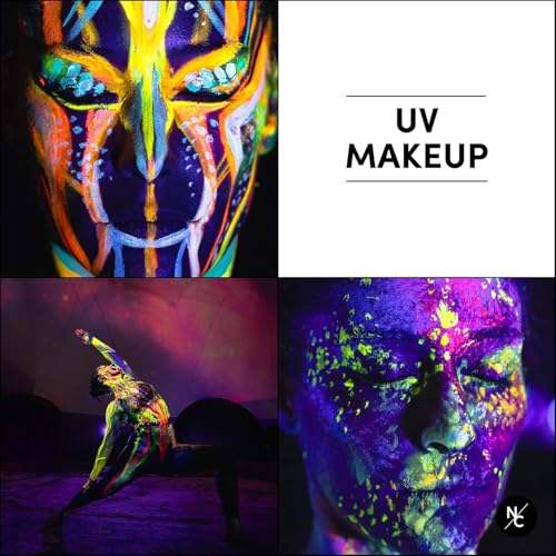 Narrative Cosmetics UV Fluorescent Alcohol Airbrush Paints - 2 fl oz, Glow Effect, Waterproof, Sweatproof, Highly Pigmented Liquid Makeup for Bodypainting, Film, TV, Festivals - Glow in the Dark