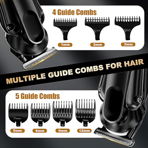 6-in-1 Hair Clipper Beard Trimmer for Men, IPX6 Waterproof Electric Shaver Razor&Cordless Hair Clipper Grooming Kit Hair Trimmer for Nose, Body, Face and Mustache, Gifts for Men