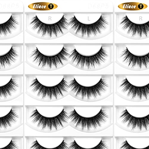 Eliace False Eyelashes Natural look Cat Eye Lashes Wispy Strips 15 Pairs 3D Mink Lashes Fake Eyelashes Faux Fluffy,Winged Fox Eyelashes, Soft Thin Band Comfortable Reusable False Lash 13MM,Hye Style