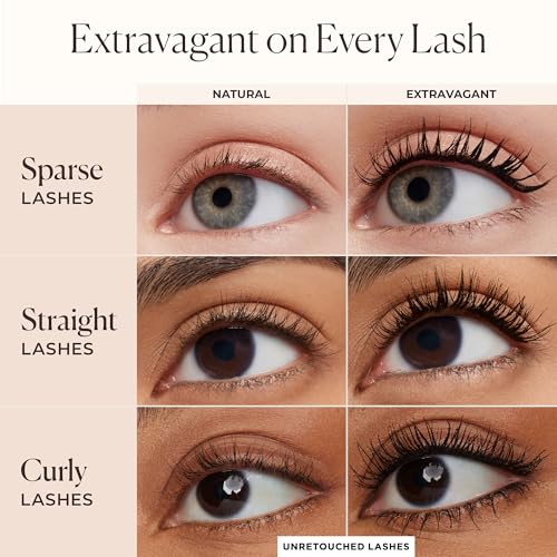 Laura Mercier Caviar Extravagant Mascara Volume and Length, 3X Curl and Lift, 24HR Buildable Wear, Promotes Stronger, Healthier Lashes, Intense Black, Smudge- & Transfer-Proof