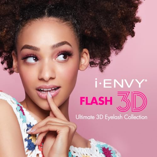 i-ENVY 3D False Lash, 3 Pairs Fluffy & Wispy Multi-Angle Volume Strip Eyelashes, DIY Lash Extension Look With Clear Band, Glamorous & Dramatic Natural Curl from 3D Collection, Easy to Apply & Reusable