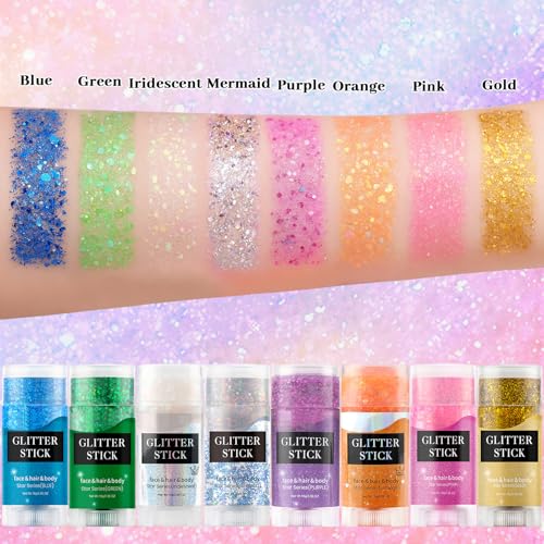 Face Body Glitter Stick,Holographic Sparkle Waterproof Hair Glitter Stick for Kids and Women for Party Singer Concert Rave Festival.(Pink)