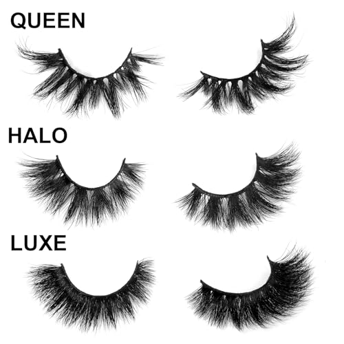 20mm Mink Lashes, 3D Real Mink Lashes, 3 Pairs Fluffy Dramatic False Eyelashes, 100% HandMade Mink Lshes, 6D Wispy Long Thick Full Volume Strip Eye Lashes, Cruelty Free (Party Time)