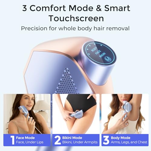 IPL Hair Removal Device with Sapphire Ice-Cooling for Women and Men, Painless and Permanent, Alternative to Salon, Bikini Shaver, Hair Removal for Armpits Legs Bikini Face