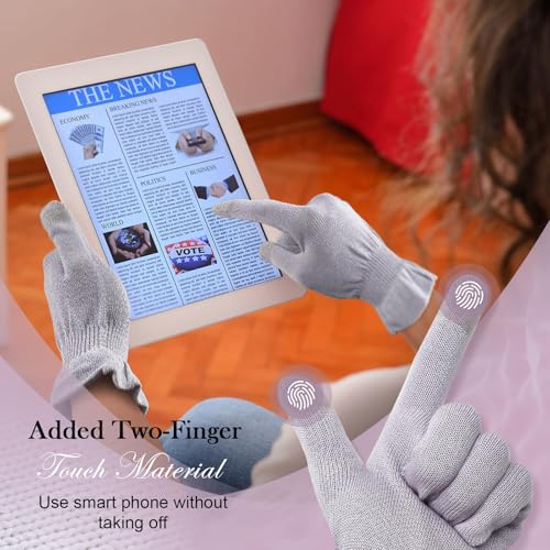 MIG4U Moisturizing Beauty Gloves Touchscreen Overnight Sleeping Glove for Women Dry Hands, Nighttime Lotion, Eczema, SPA, Cosmetic Treatment, Grey Purple 6 Pairs Size s/m