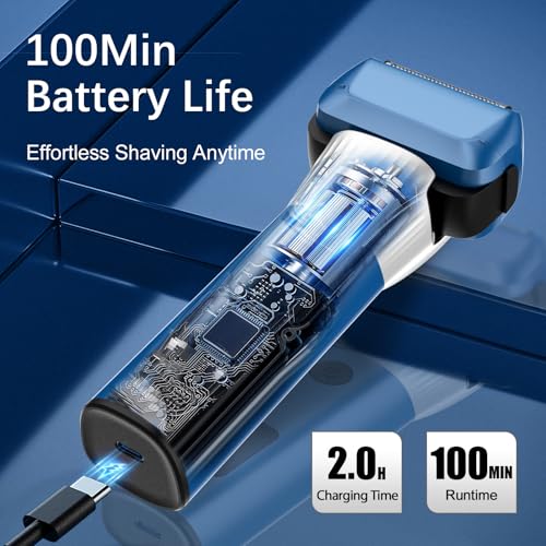 Electric Razor for Men, 2-Speed 5-Blade Electric Shavers for Men Face Cordless Rechargeable, Mens Foil Shaver Shaving Machine Wet Dry Men's Travel Razors for Man Close Shaving Face as Gift, Blue