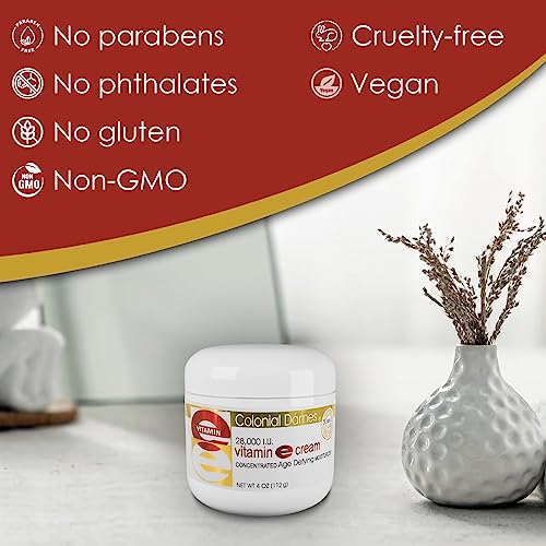 Colonial Dames Concentrated Vitamin E Moisturizing Cream 28,000 I.U. for Hydrating & Moisturizing Chapped Dry Skin & Fine Lines.