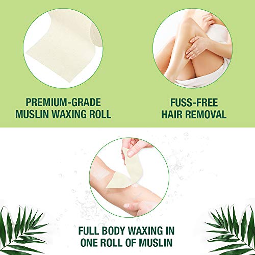 Clean + Easy Muslin Wax Strips ? Extra Large Wax Strip Roll for Full Body & Facial Hair Removal, 3.5" x 40 Yards