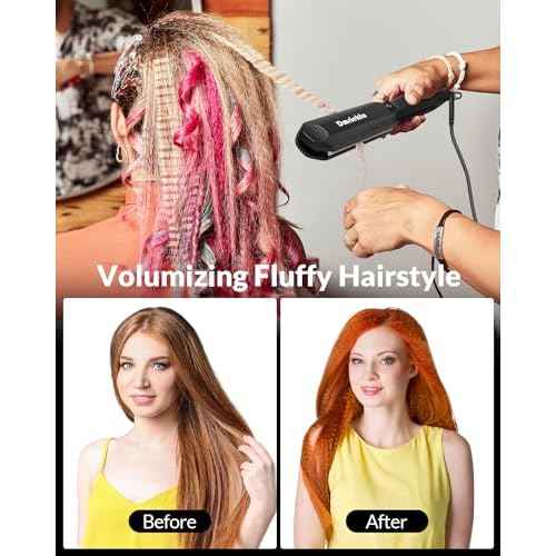 Hair Crimper for Volumizing Fluffy Hairstyle, Crimper Hair Iron with Ceramic Plates, Crimping Iron Tool for Women Girls Hair Waver Dual Voltage, Auto Off
