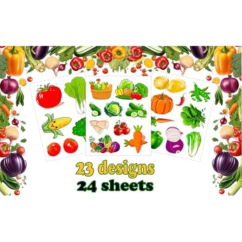 184 Vegetable Tattoos Temporary Stickers - Tomato Corn Potato Party Supplies Decorations Themed Birthday Baby Shower Party Tattoos