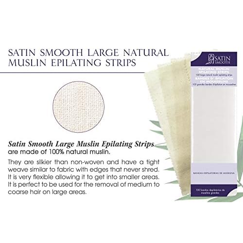 Satin Smooth Large Muslin Epilating Strips for Hair Removal, 100 ct x 2 packs