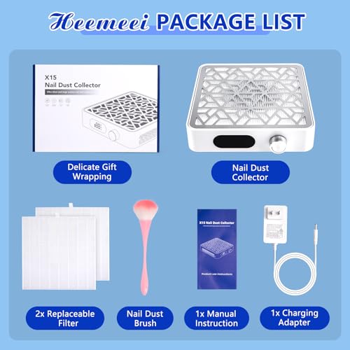 Nail Dust Collector, Powerful Dust Collector Nail Tech with 11-Gear, Professional Cordless Vacuum Nail Fan Dust Collector Extractor Dust Suction Machine for Nail Tech, Nail Salon & Home