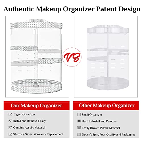 360 Rotating Makeup Organizer Countertop, Clear Acrylic Large Perfume Organizer, Organizador De Perfumes, 7 Layers Make Up Organizer and Storage Fits for Vanity and Bathroom - X-Large Clear