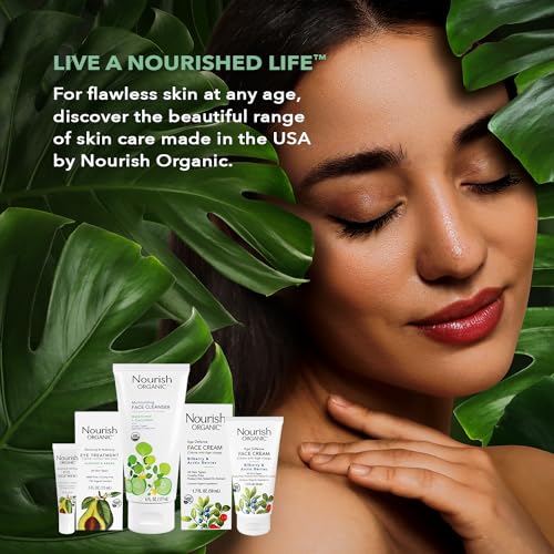 Nourish Organic Moisturizing Face Cleanser for All Skin Types, Watercress + Cucumber Face Wash, Fragrance-Free (6 Oz) + Washable Cotton Round