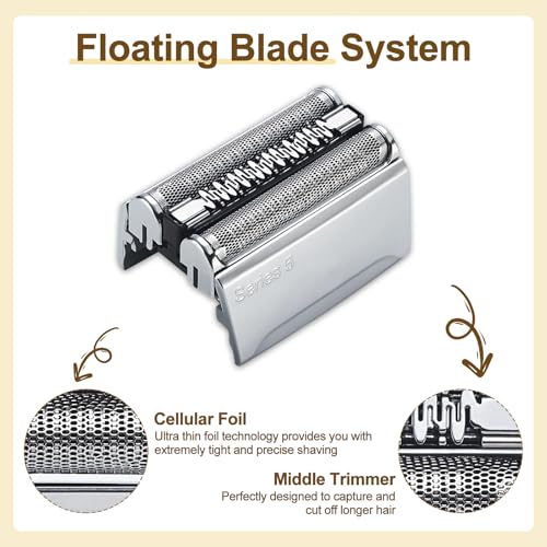 52S - Series 5 Electric Shaver Replacement Head be Suitable for S5 Sport Replacement Head 52S Foil for All Series 5 Shavers 5090/5190cc, 5040/5140s, 5030s, 5147s
