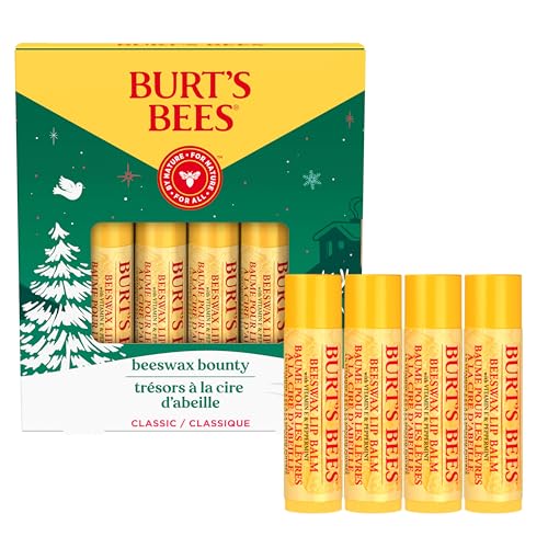 Burt¡¯s Bees Christmas Gifts, 4 Lip Balm Stocking Stuffers Products, Beeswax Bounty Classic Set - Original Beeswax Moisturizing Lip Balm (Pack of 4)