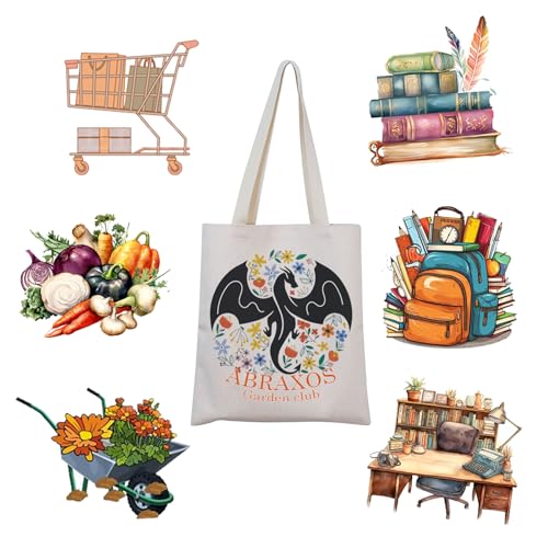 MNIGIU Book Inspired Abraxos Flower Gift Abraxos Garden Club Tote Bag Fantasy Dragon Gift for Bookish Book Lover