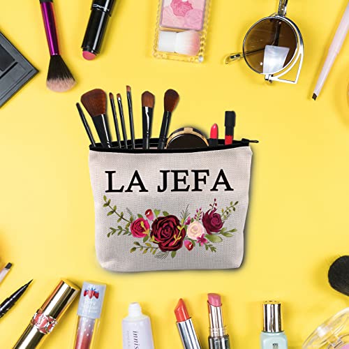 BLUPARK Boss Lady Gift La Jefa Makeup Bag Mexicana Gift Latina Boss Cosmetic Bag for Girl Boss (LA JEFA)