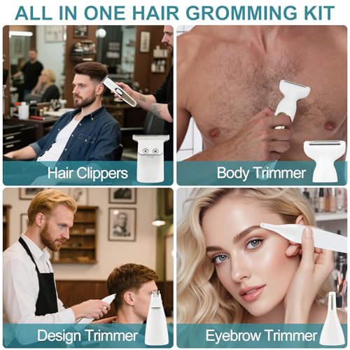 Beard Trimmer for Men, Professional Cordless Hair Clippers Shavers, IPX7 Waterproof Electric Razor for Eyebrow, Body, Face & Mustache, 4 in 1 Grooming Kit, Gifts for Women Men Girl Husband Father