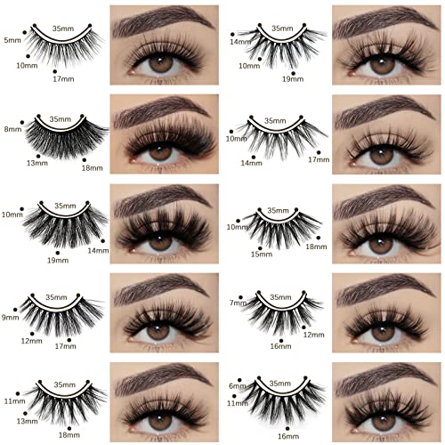 FARRED Wholesale False Lashes 30 Pairs 10 Styles Medium Length Vegan Eyelashes Fluffy Volume Strip Lashes Bulk 10 Portable Boxes Fake Eyelashes Mixed Natural Look 3D Faux Mink Lashes (mix 30pairs)