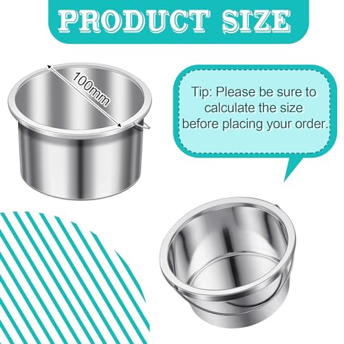 BBTO 2 Pcs Wax Pot Wax Melt Warmer Replacement Inner Pot Liner 14oz Metal Tin 4'' Portable Hair Removal Waxing Bowl Container for 500 ml Hair Removal Machine