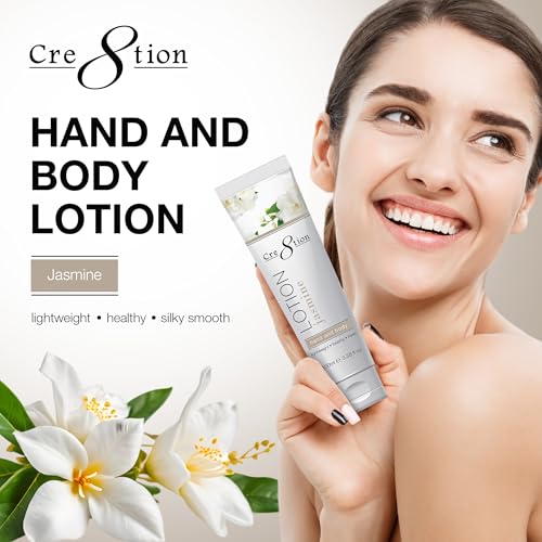 Cre8tion Spa Jasmine Hand & Body Lotion, Luxurious Lightweight Moisturizer for Silky, Smooth Skin, 3.3 Fl Oz