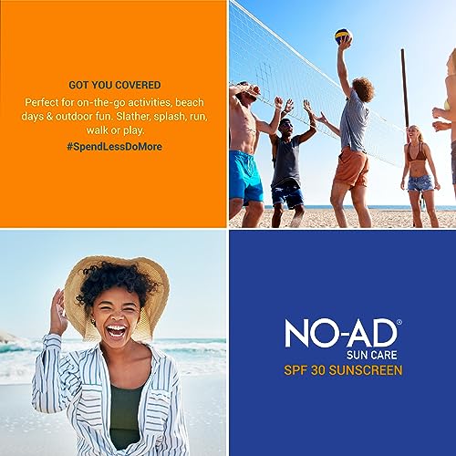 NO-AD SPF 30 Sunscreen Lotion | Broad Spectrum UVA/UVB Protection Water Resistant | Octinoxate & Oxybenzone Free with moisturizing Vitamin E and Aloe 16oz