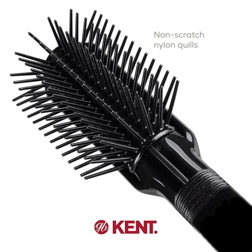 Kent AS8 Anti Static Hair Brush Travel Brush Small Hair Brush for Smoothing, Straightening, and Curling Short or Medium Hair. 7-Row Mini Hairbrush Anti Static for Hair Frizz Free Brush Made in England