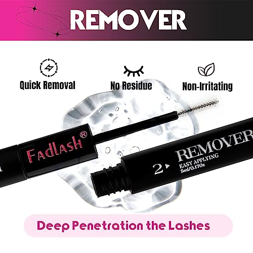 FADLASH Lash Bond and Remover, 2 in 1 Cluster Lash Glue and Lash Remover for Cluster Individual Lashes Soothing Non-Irritating Lash Adhesive Super Strong Hold 48 Hours Lash Glue Remover