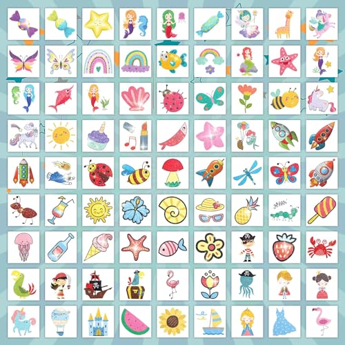 EMOME 204 Sheets Glitter Tattoos for Kids, Individually Wrapped Temporary Tattoos for Girls and Boys, Fake Tattoo Stickers for Birthday Party Favors Supplies, Christmas Stocking Stuffers for Kids