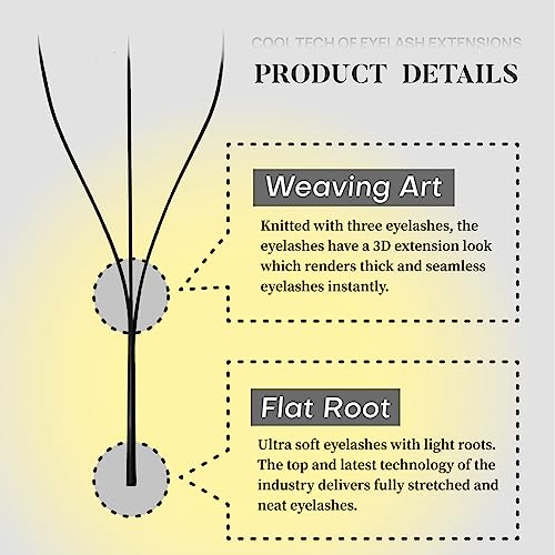 3D Lash Extensions, 0.10mm D Curl MIX8-15mm 12 Rows/Tray, W Shape Flat Stem, PBT Natural Eyelash Grafting for Beginner Artist, Lash Tech, Beauty Salon(3D-Matte Black-0.10-D-MIX8-15mm)