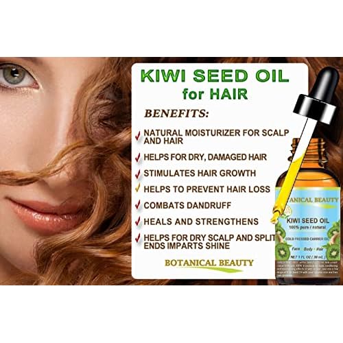 Botanical Beauty KIWI SEED OIL. 100% Pure Natural Undiluted Virgin Cold Pressed Carrier Oil for Face, Skin, Body, Hair, Nail Care (4 Fl Oz)