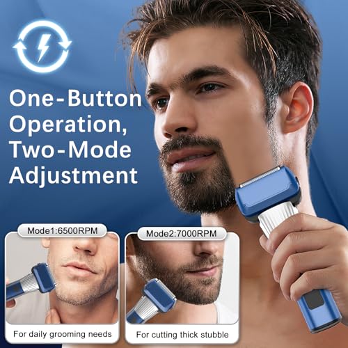 Electric Razor for Men, 2-Speed 5-Blade Electric Shavers for Men Face Cordless Rechargeable, Mens Foil Shaver Shaving Machine Wet Dry Men's Travel Razors for Man Close Shaving Face as Gift, Blue