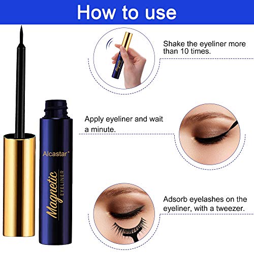 Alcastar Magnetic Eyelashes, Synthetic Fiber, Natural Look, Waterproof, No Glue Required (KIT 007)