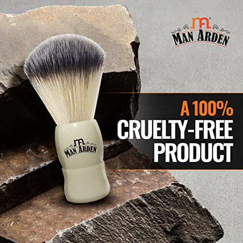 Man Arden Royal White Premium Shaving Brush With Ultra Soft & Absorbent Bristles & Long Handle | Cruelty Free | For A Smooth Shave