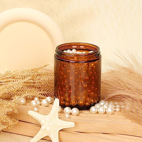 Keketin 8 oz Amber Glass Jars,16 Pack Empty Cosmetic Containers with Inner Liners and Black Lids,Refillable Round Cream Jars for Lotion,Ointments,Bath Salts,Makeup,Slime and Travel