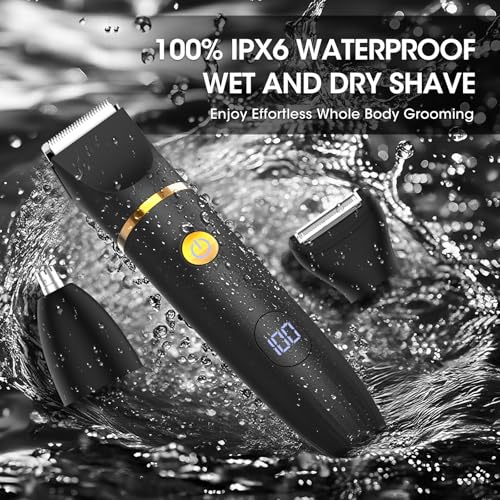 Manscape Body Hair Trimmer for Men: Pubic Hair Trimmer, 3 in 1 Versatile Electric Shaver for Groin,Face,Beard,Nose,Waterproof Body Groomer with Ceramic Blades, Mens Gifts