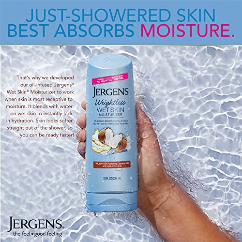 Jergens Wet Skin Body Moisturizer With Coconut Oil, In Shower Lotion For Dry Skin 10 Fl Oz & Wet Skin Body Moisturizer with Shea Butter Oil, Pure Shea Butter In Shower Lotion