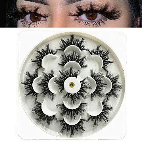 DAODER False Eyelashes Fluff Faux Mink Lashes 3D Wispy Lashes 7 Pairs Pack Dramatic Long Thick Volume Fake Eye Lash Multipack