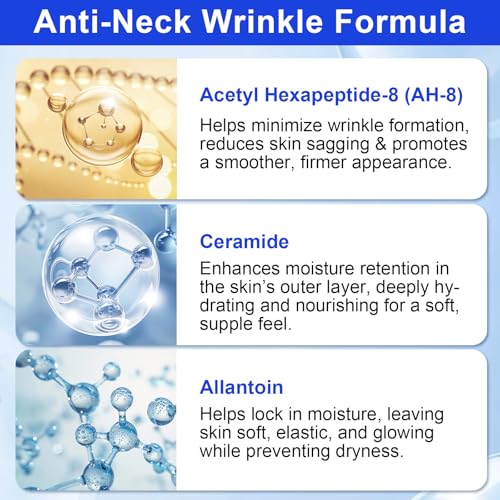 AH-8 Firming Neck Cream,Firming Lifting Neck Creams for Tightening & Moisturizing Skin with Massage Roller, AH-8 Neck Cream for Crepey Skin,Hydrating & Reduce Wrinkles for Men and Women