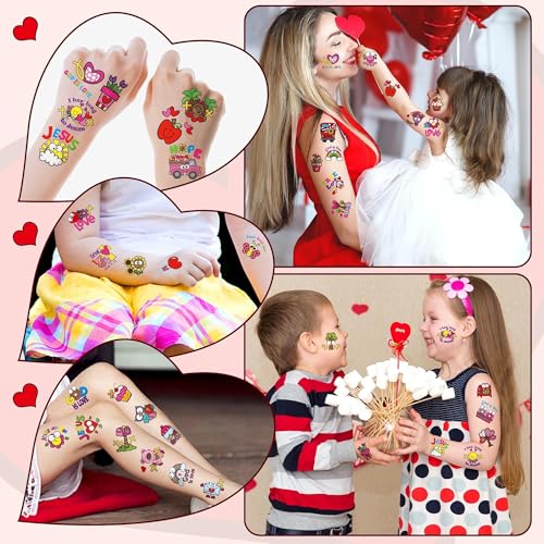 ANGOLIO 24 Valentine's Day Religious Temporary Tattoos for Kids Cartoon Love Heart Exchange Gifts Stickers Boys Girls Christian Valentine School Party Favors Tattoos for Class Prizes Carnival Rewards